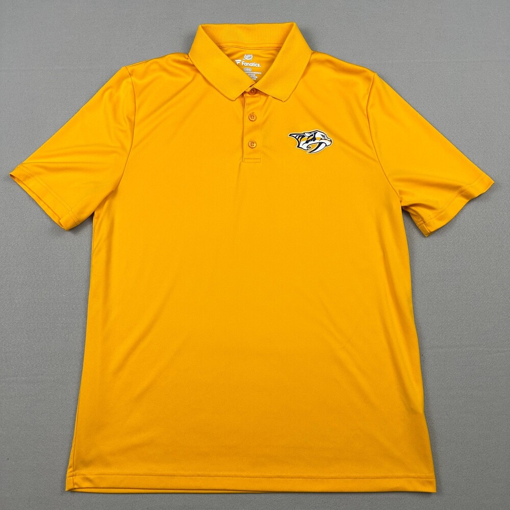 Nashville Predators Shirt Men Large Gold Fanatics Polo NHL Hockey Short Sleeve L